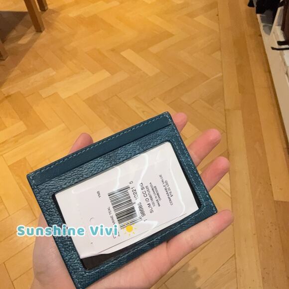 NWT Coach Slim Id Card Case In Signature Canvas CW366 Aquamarine Teal - Picture 2 of 5